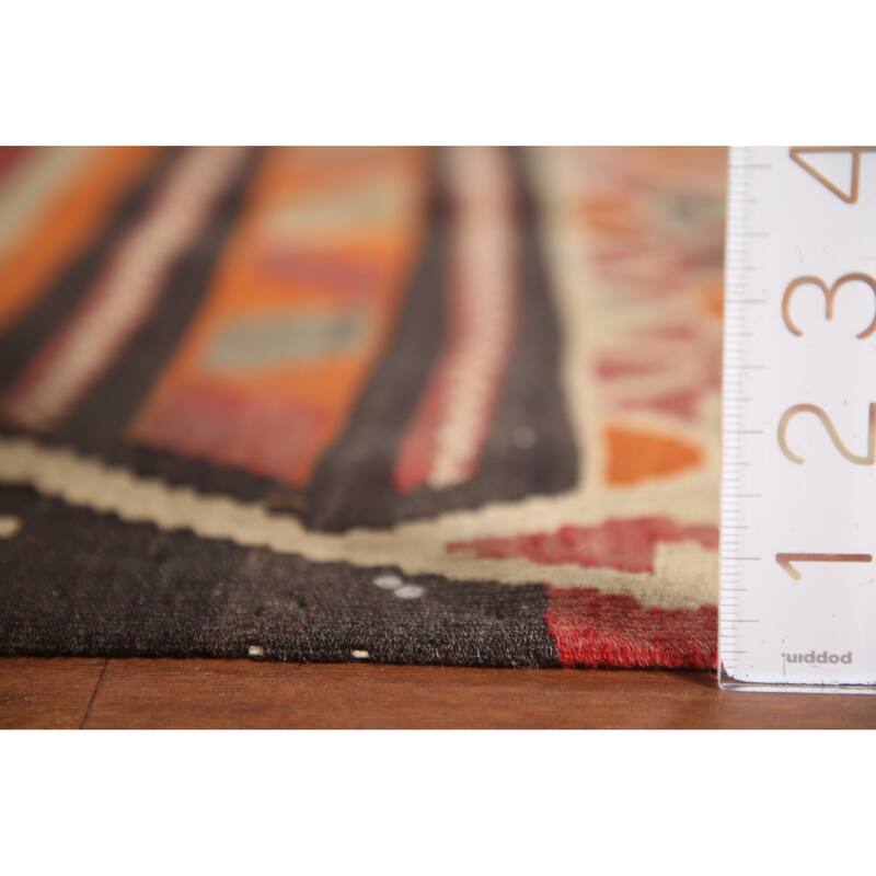 Vegetable Dye Kilim Qashqai Persian Rug Flatweave Antique Wool Carpet - 5'2"x 10'8"