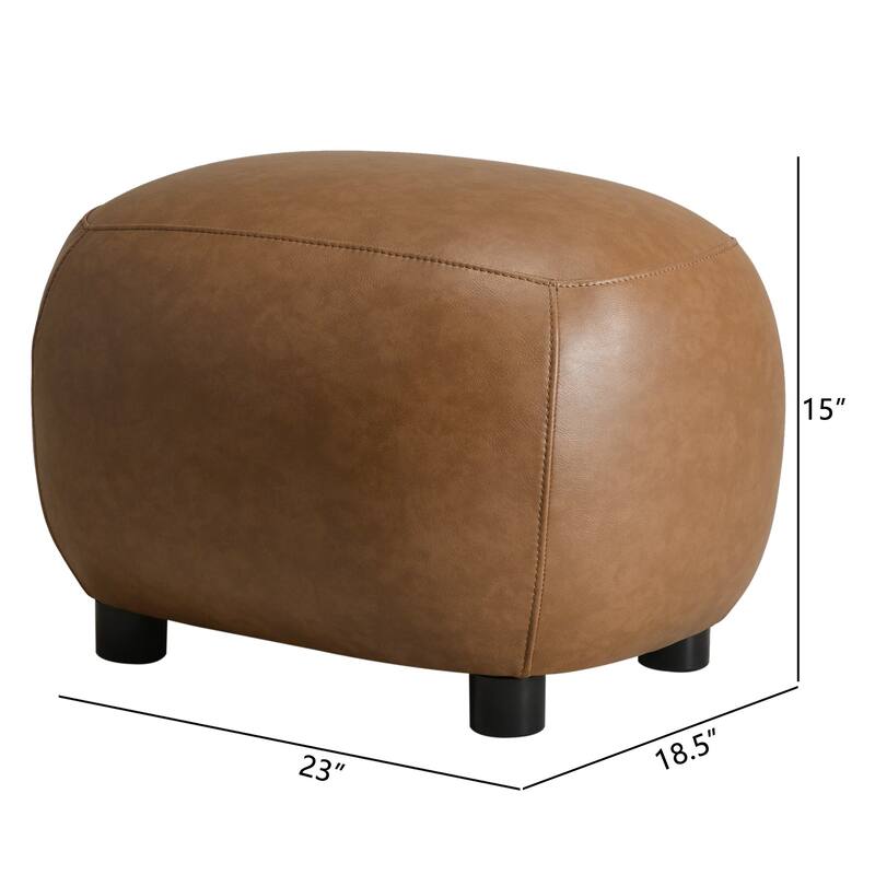 KINWELL 23" Wide Faux Leather Upholstered Ottoman Footrest, PU Entryway Footstool