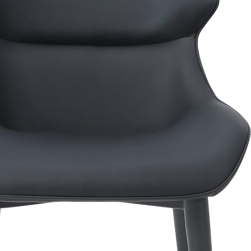 HomeRoots Black Faux Leather and Steel Wing Back Dining Side Chair - 20.00 in. x 33.00 in. x 23.00 in.