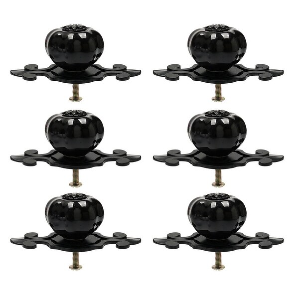 6pcs Ceramic Knobs Drawer Pumpkin Shape Pull Handle Furniture Cabinet Door Cupboard Wardrobe Dresser Replacement Black