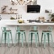 preview thumbnail 26 of 41, Bar Stools With Back set of 4 Industrial Metal Barstools with Wooden Seats Blue - Counter Height