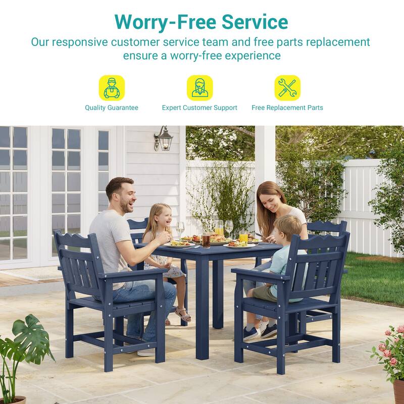 HIPS Outdoor Dining Set All-weather Patio Table and Chairs(Set of 5)