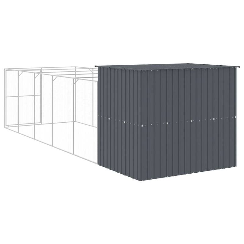 vidaXL Dog House with Run Light Gray/Anthracite multisize Galvanized Steel