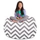 preview thumbnail 7 of 187, Kids Bean Bag Chair Cover Stuffed Animal Storage or Toy Organizer 48 Inch Extra Large - Canvas Chevron Black and White