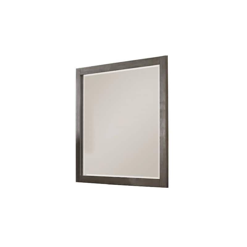 Contemporary Wooden Frame Dresser Mirror with Natural Grain Details, Gray
