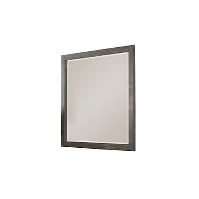 Contemporary Wooden Frame Dresser Mirror with Natural Grain Details, Gray