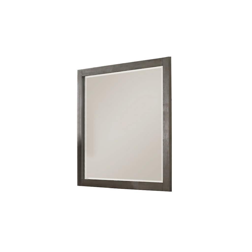 Contemporary Wooden Frame Dresser Mirror with Natural Grain Details, Gray