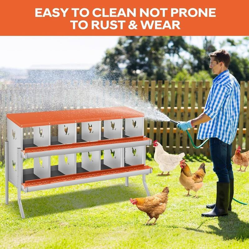 10 Compartment Nesting Box, Chicken Laying Box, with Bracket Legs, Easy to Clean and Install