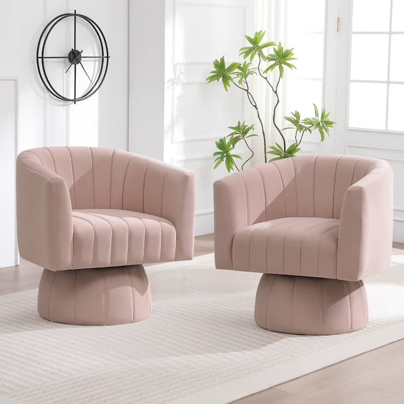 HOMYKA Swivel Accent Barrel Chair Cute Comfy Arm Chair Set 2