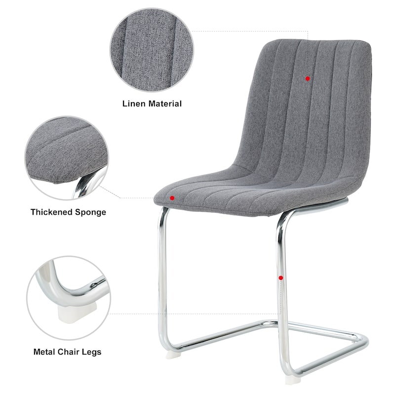 Modern Dining Chairs Set of 4, Bedroom Vanity Chair, Kitchen Breakfast Chairs, Upholstered Dining Chairs with Silver Metal Leg