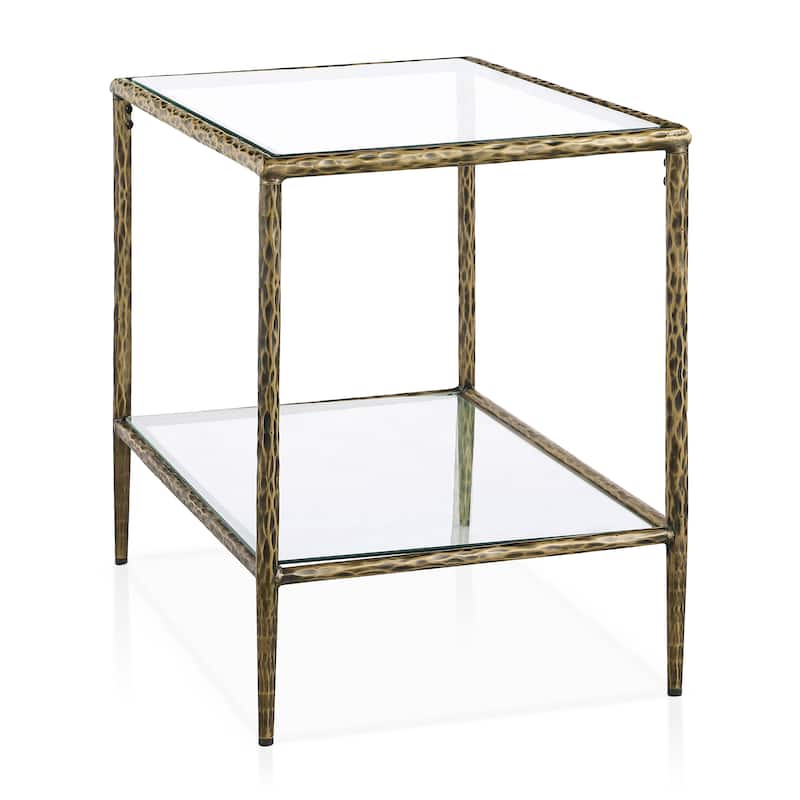 247 Shop At Home Lalia Modern Hammered Metal 1-Shelf End Table