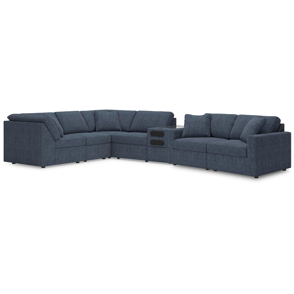 Signature Design by Ashley Modmax Dark Blue 7-Piece Sectional with Audio Console - 106"W x 156"D x 36"H