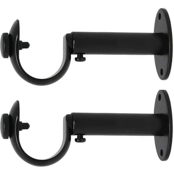 slide 2 of 15, Adjustable Solid Zinc Curtain Rod Bracket Wall Holder, Fits Up to 1 1/8" or 1 1/4" Rod, 2 Pieces Black