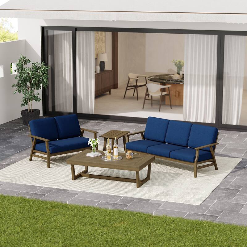 Arthur 4-Piece Teak Wood Patio Conversation Set