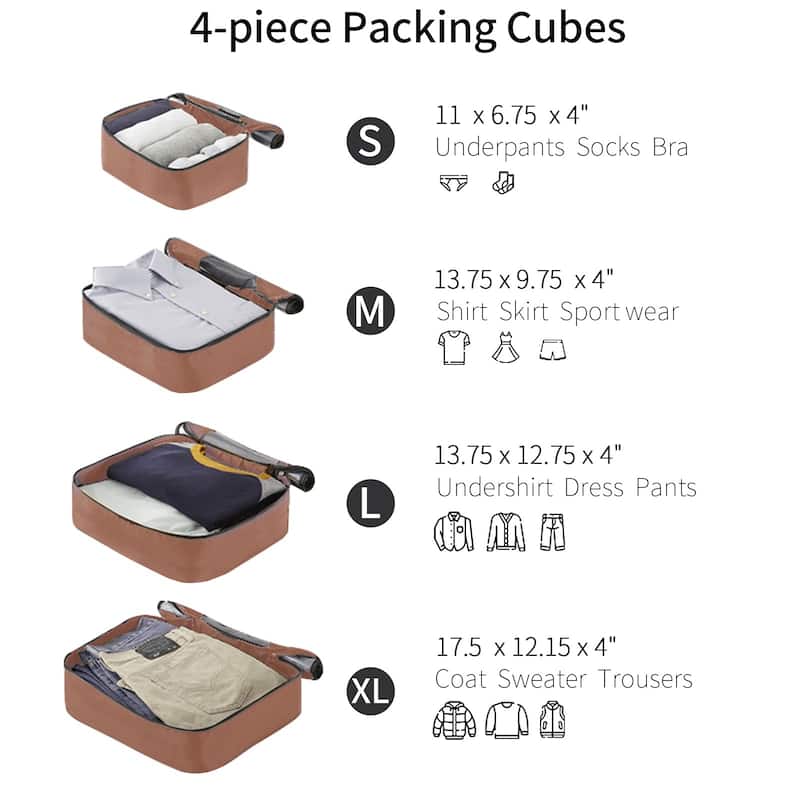 16/20/24/28 4-Piece Modern Expandable Luggage Sets with 4 Storage Bags, Swivel Wheels and TSA Lock for Boarding Travel