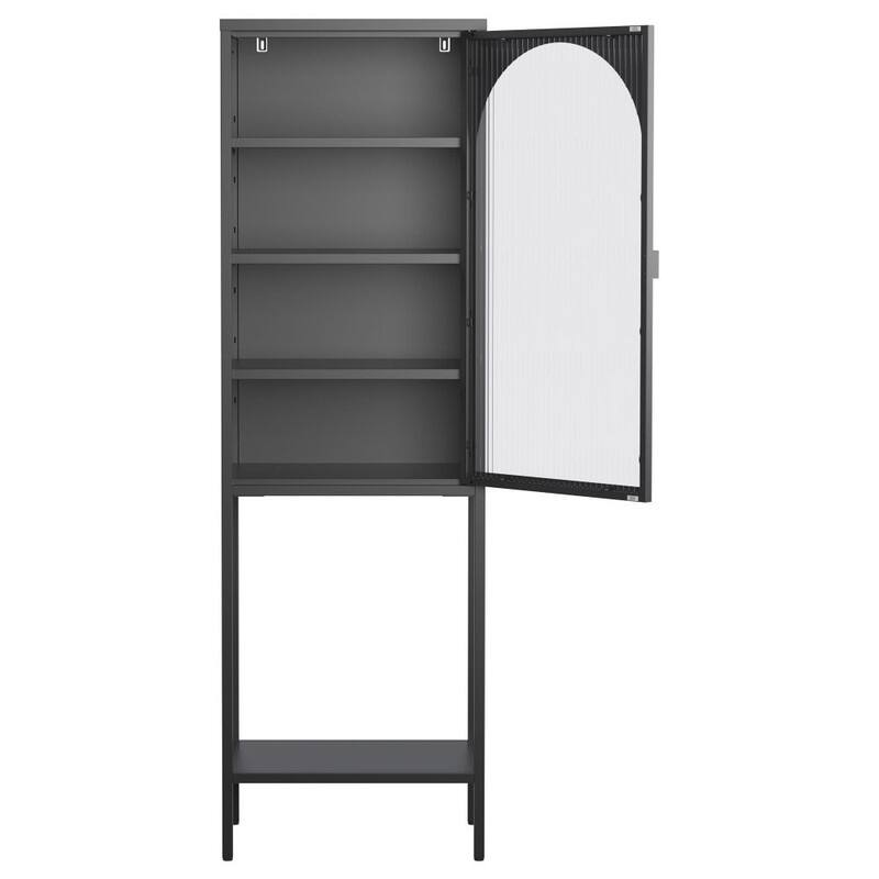 5-Tier Metal Display Storage Cabinet,Cube Bookshelf with 3 Adjustable Shelves