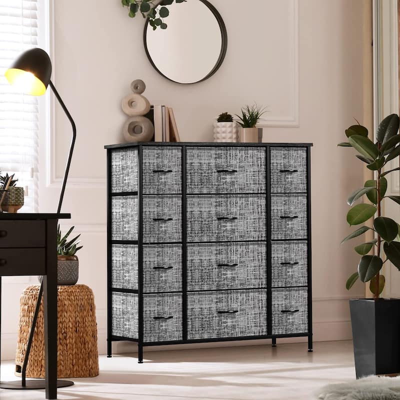 Sorbus Extra-large Steel and Grey Fabric 12-drawer Dresser