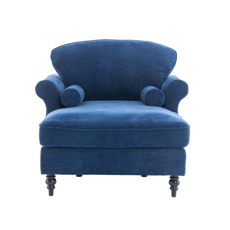 Oversized Chaise Lounge Indoor,Chenille Single Sofa Bed with Wide Seat,Upholstered Lazy Sleeper Armchair