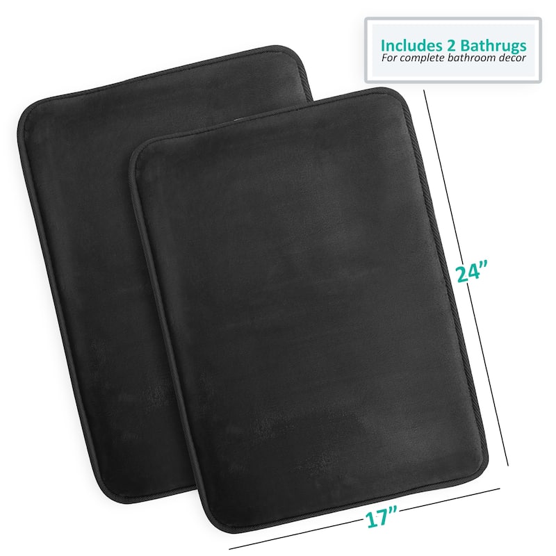 Clara Clark Ultra Soft Plush Bathroom Rug - Non-Slip, Velvet, Memory Foam Bath Mat - Set of 2