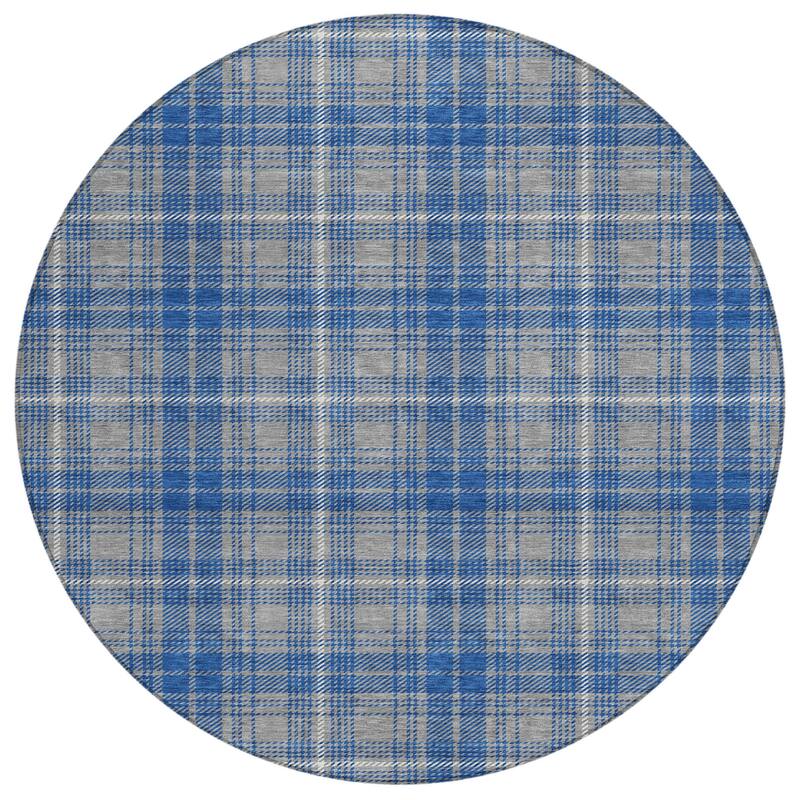 HomeRoots Plaid Transitional Rectangle Outdoor Rug