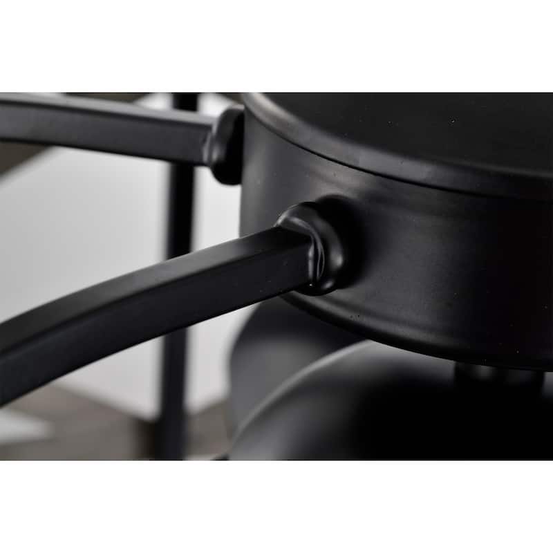 Adele 25-inch Matte Black and Faux Wood Grain 6 Lights 3 Blades Lighted Ceiling Fan with Remote