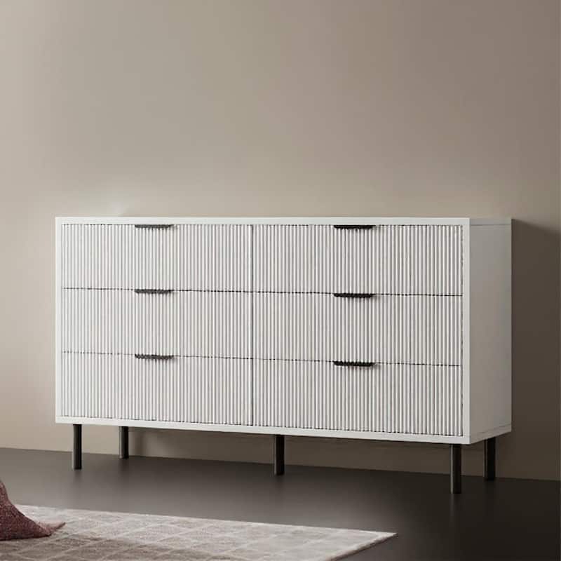 55'' Wide Chest of Drawers, 6 Drawer, with Anti-Tipping Device