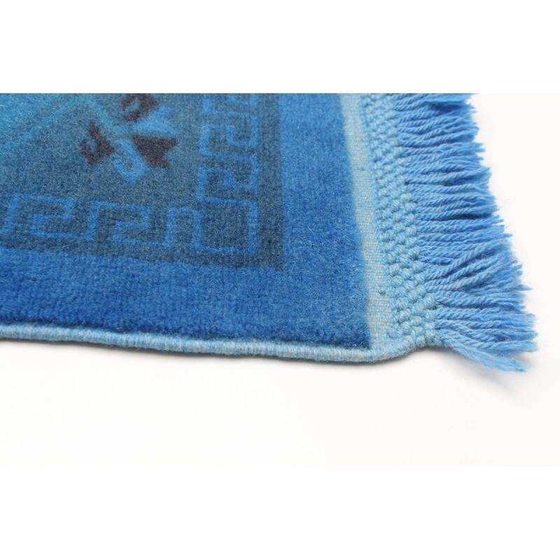 ECARPETGALLERY Hand-knotted Color Transition Blue Wool Rug - 2'8 x 8'11