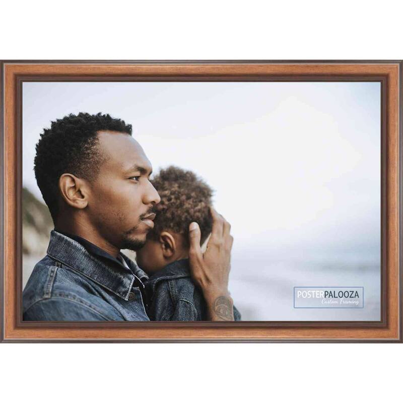 34x24 Traditional Walnut Complete Wood Picture Frame with UV Acrylic, Foam Board Backing, & Hardware