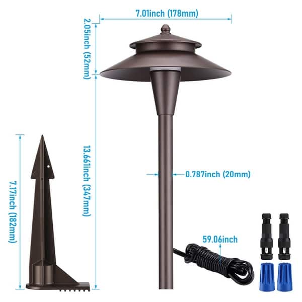 6 Pack 5CCT LED Landscape Pathway Lights, Double Layer - Oil Rubbed Bronze