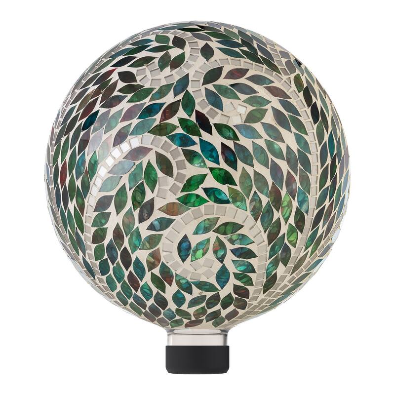 8" Mosaic Gazing Globe with Scroll Pattern and Metal Stand