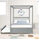 preview thumbnail 2 of 10, Full Size House Bed with Twin Trundle, Solid Wood Platform Frame with Headboard, No Box Spring Required