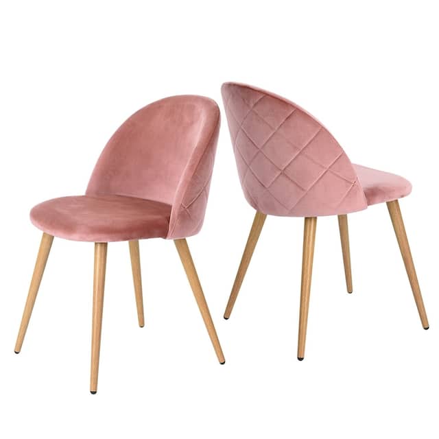 Carson Carrington Mid-Century Modern Velvet Dining Chair Set of 2 - Rose/ Beech