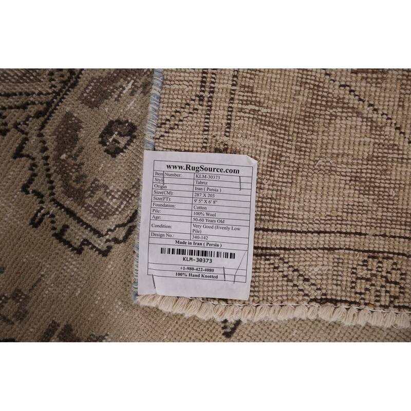 Distressed Tabriz Vintage Persian Rug Handmade Traditional Wool Carpet - 6'8" x 9'5"