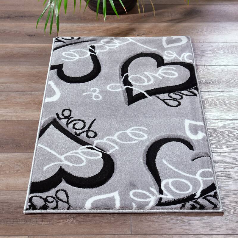 Miglena Contemporary Area Rug - 2'1'' X 3'3'' - Grey/Black