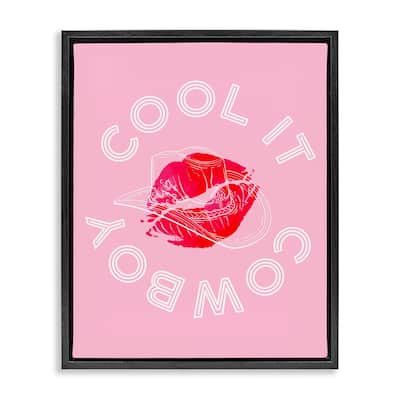 Stupell Cool It Cowboy with Kiss Framed Floater Canvas Wall Art Design By Lil' Rue