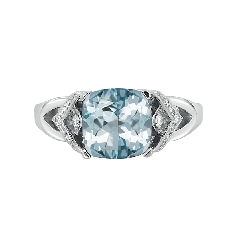 Auriya Modern 1 1/2ct Cushion-cut Aquamarine and Diamond Engagement Ring 1/6ctw 14k Gold