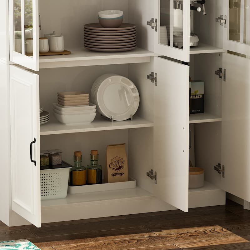 Tall Storage Cabinet Glass Doors Display Cabinet Bookcase Home Office