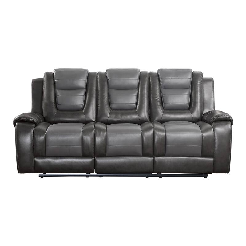Grete Light Dark Gray Premium Faux Leather Reclining Sofa