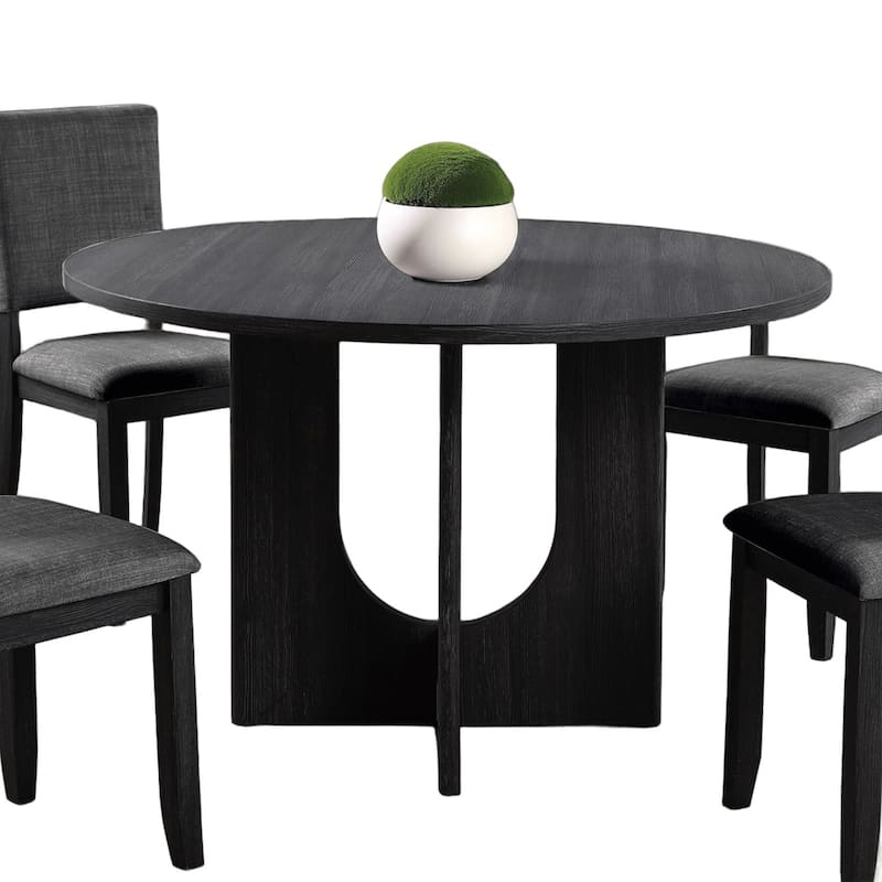 Classic Round Dining Table 1pc Dining Room Furniture Dark Gray U-shaped Pedestal Base Table - Dark Gray
