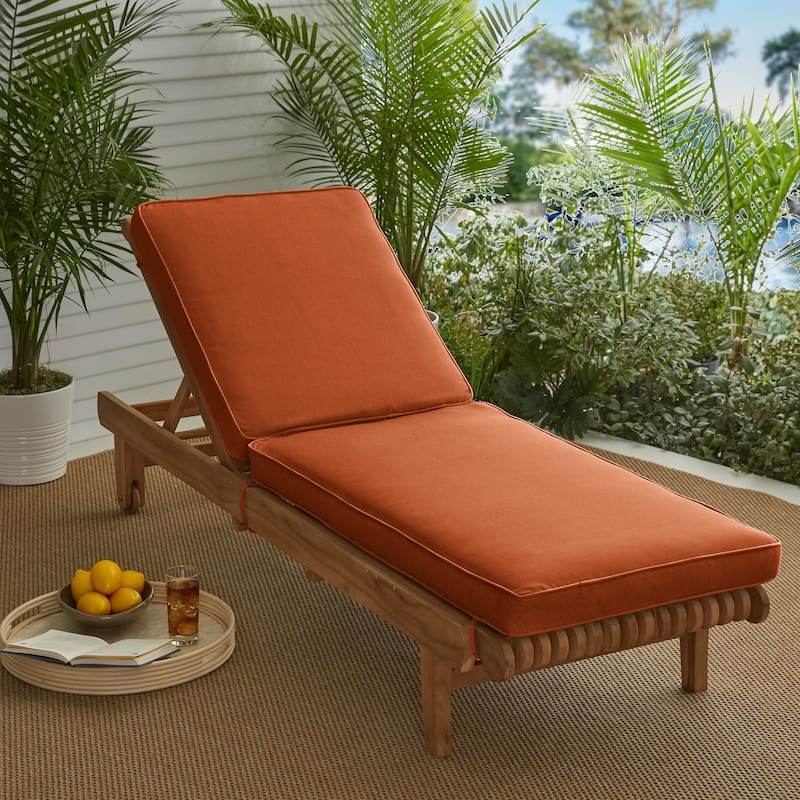 Sorra Home Sunbrella Indoor/Outdoor Chaise Lounge Cushion - 24"W x 73"L x 3"H - Canvas Rust