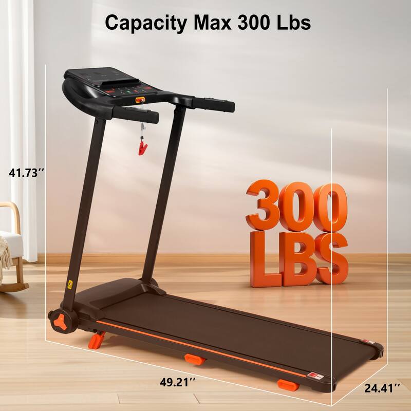 Treadmills for Home,2.5HP Quiet Folding Treadmill with Heart Rate Sensor,300lbs Weight Capacity, 7.5MPH, Incline Treadmill