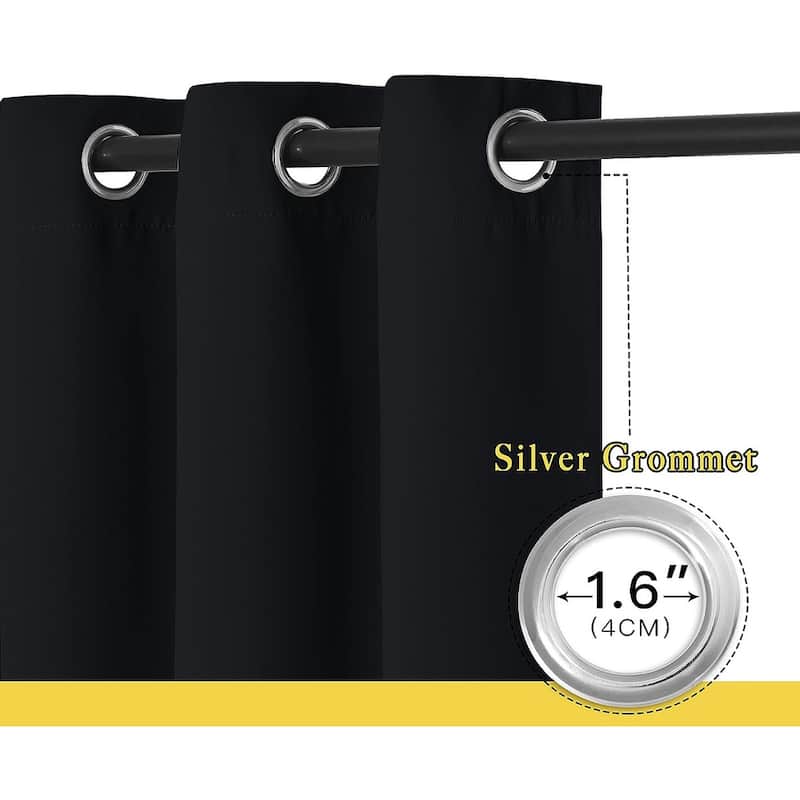 Blackout Sliding Glass Door Curtain,W100 x L84, 1 Panel, Black Bed