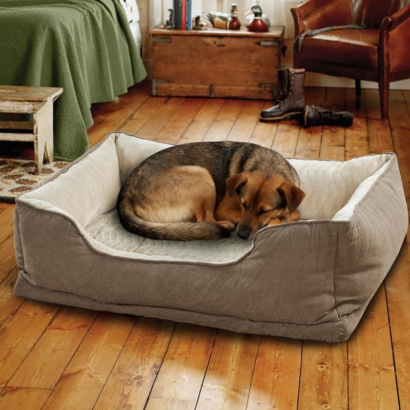 Soft Plush Bolstered Rectangle Dog Bed