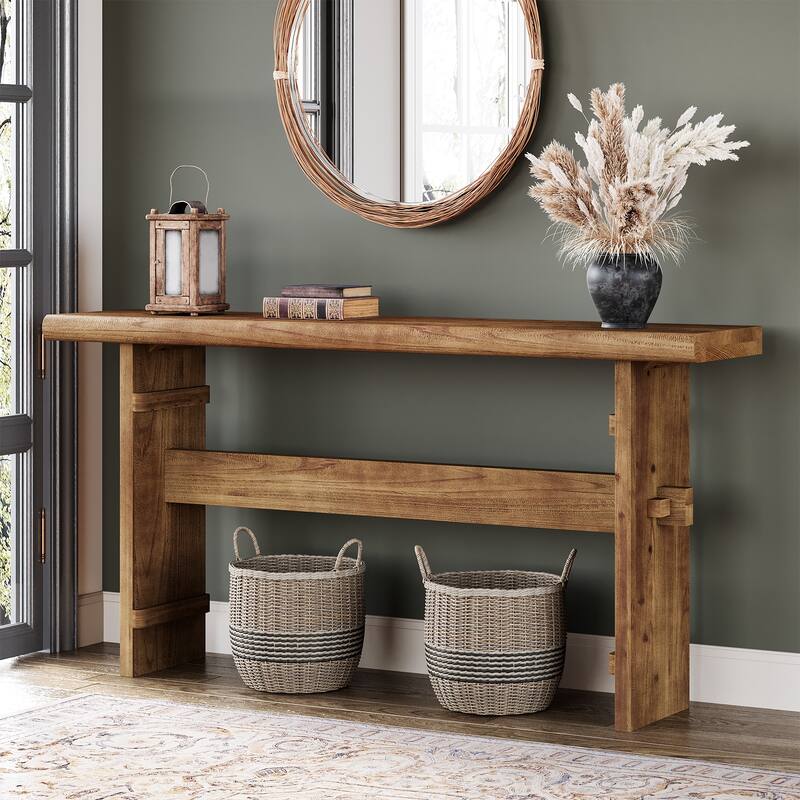 63-Inch Long Solid Wood Console Table for Entryway, Foyer, Hallway, Living Room