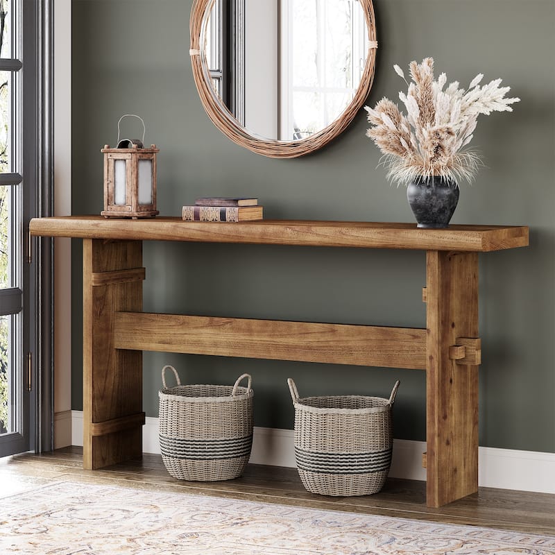 63 Inch Solid Wood Console Table for Entryway - 63" L x 11.8" W x 31.5" H