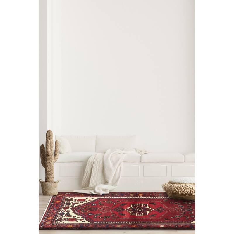 ECARPETGALLERY Hand-knotted Andelz Red Wool Rug - 4'3 x 6'9