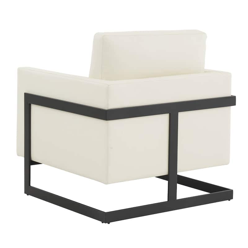 Lincoln Upholstered Velvet Single-Seater Sofa Fabric Accent Chair in Stainless Steel with Removable Cushions - 35"