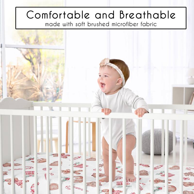 Sweet Jojo Designs Christmas Holiday Gingerbread Boy, Girl, Unisex/Gender Neutral Fitted Crib Sheet - Xmas Cookies for Christmas