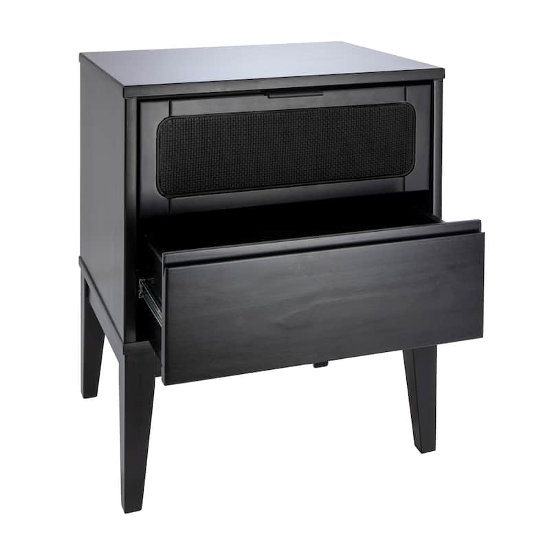 Crawford Wood 2-Drawer Bed Side Table