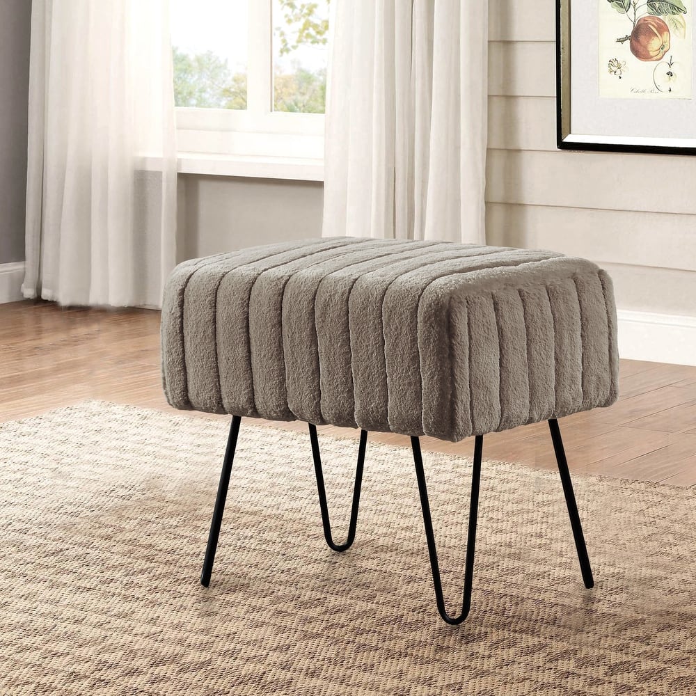 Serenta SuperMink Fauxfur Ottoman Bench